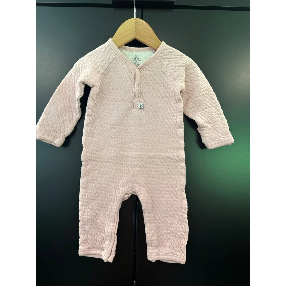 Honest Baby Organic Cotton Quilted Sleeper Pink‎ 3-6 Months Romper One Piece